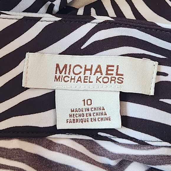 MICHAEL Michael Kors Skirt Women's Zebra Fit & Flare Chocolate Brown White Sz 10 - Picture 2 of 8